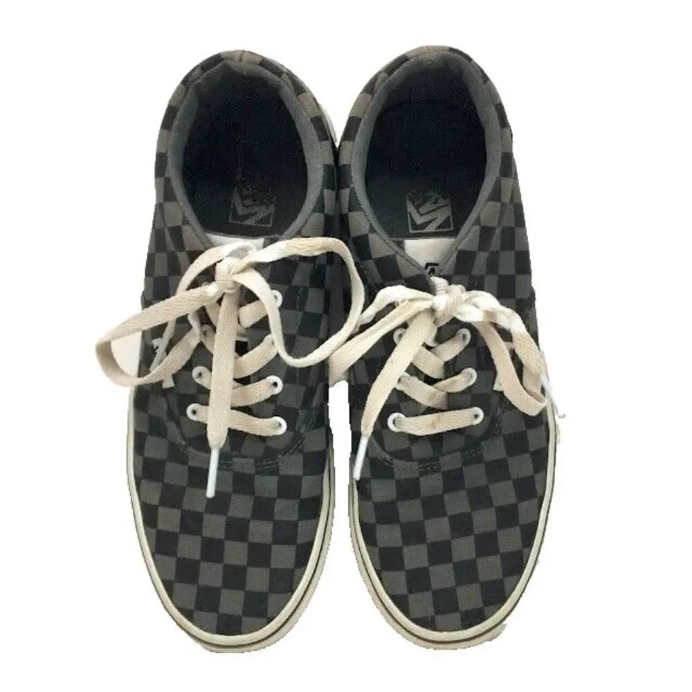 Vans Off The Wall - Youth Size 5 - Black/Gray Checkered Low Skate Shoes - 721356